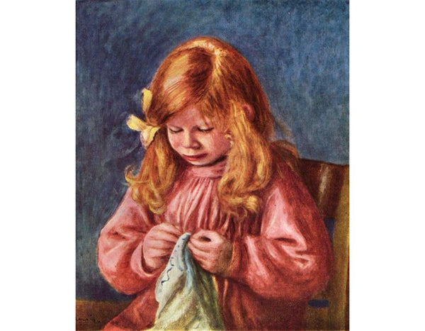 Jean Renoir sewing by Pierre Auguste Renoir