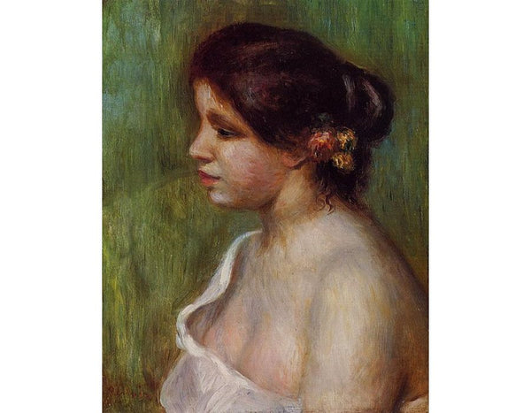 Bust Of A Young Woman With Flowered Ear by Pierre Auguste Renoir