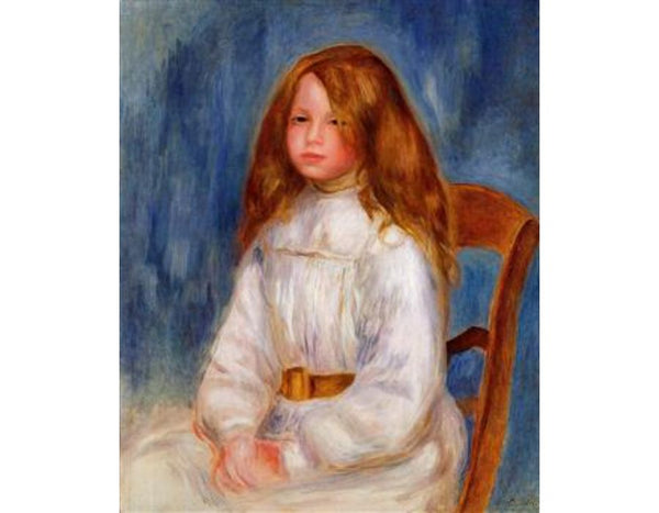 Seated Girl With Blue Background by Pierre Auguste Renoir
