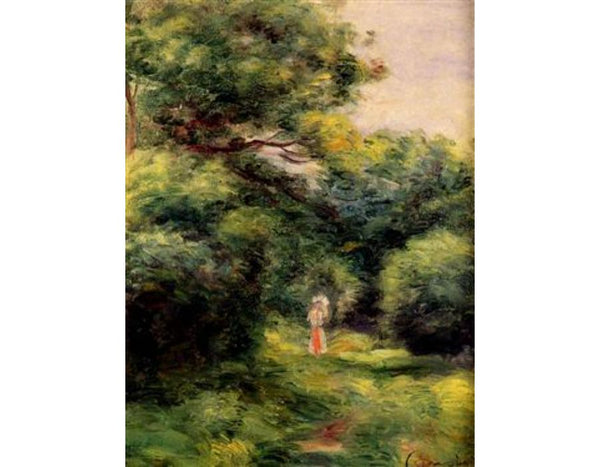 Lane In The Woods Woman With A Child In Her Arms by Pierre Auguste Renoir