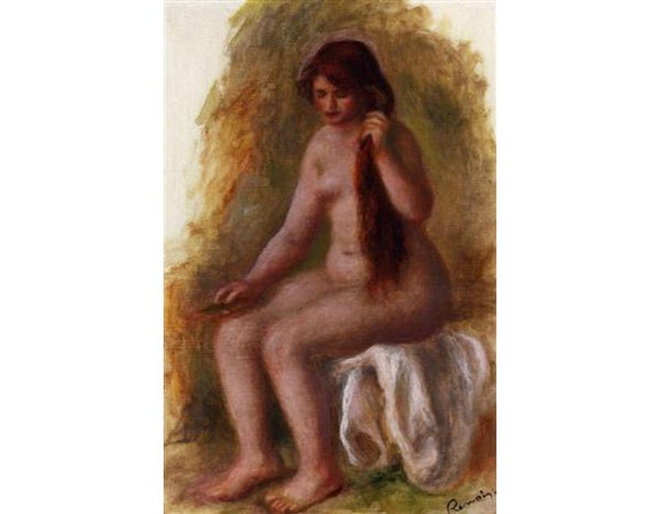 Seated Nude Combing Her Hair by Pierre Auguste Renoir