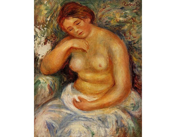 Seated Nude With A Bouquet by Pierre Auguste Renoir