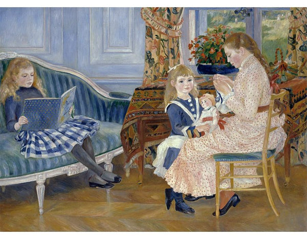 Childrens Afternoon At Wargemont Aka Marguerite Lucie And Marthe Barard by Pierre Auguste Renoir