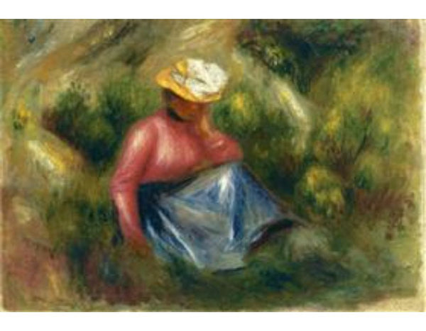 Seated Young Girl With Hat
 by Pierre Auguste Renoir