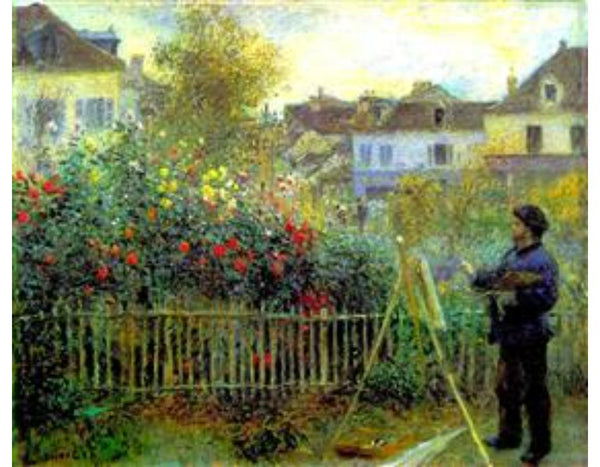 Claude Monet Painting In His Garden At Argenteuil  by Pierre Auguste Renoir