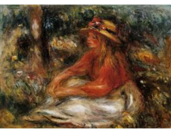 Young Girl Seated on the Grass by Pierre Auguste Renoir