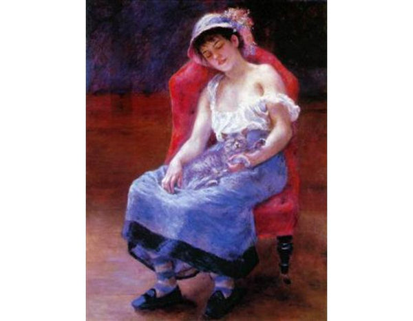 Sleeping Girl (Girl with a Cat)
 by Pierre Auguste Renoir