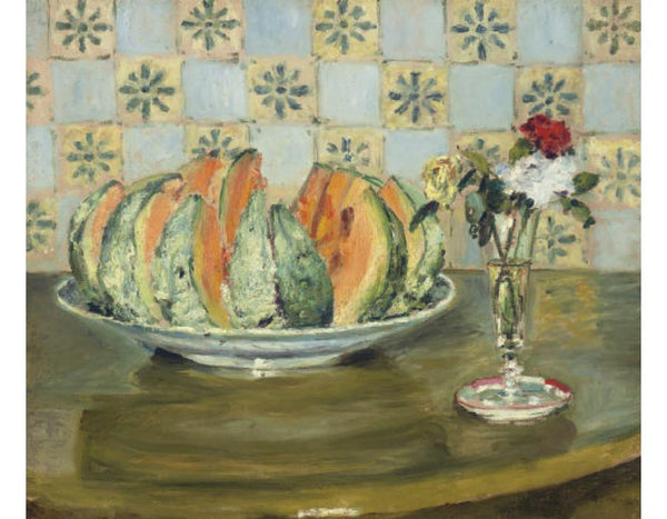 Still Life with a Melon and a Vase of Flowers
 by Pierre Auguste Renoir