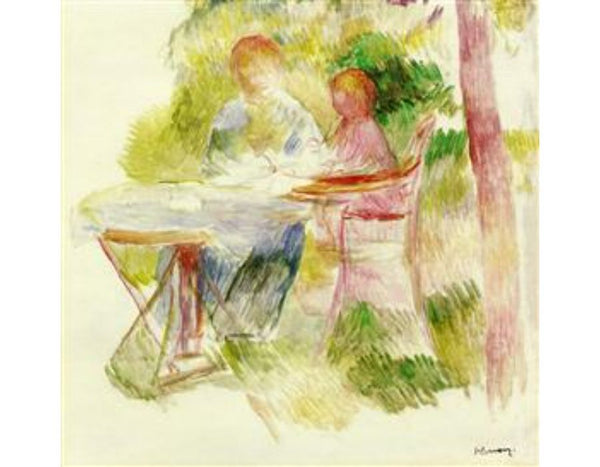 Woman And Child In A Garden (sketch) by Pierre Auguste Renoir