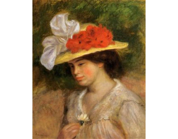 Woman In A Flowered Hatby Pierre Auguste Renoir