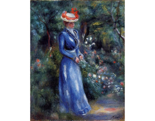 Woman in a Blue Dress, Garden of Saint-Cloud by Pierre Auguste Renoir