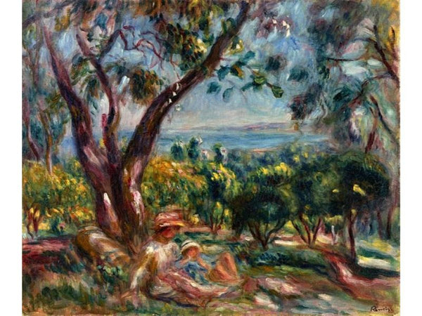 Cagnes Landscape with Woman and Child Painting
