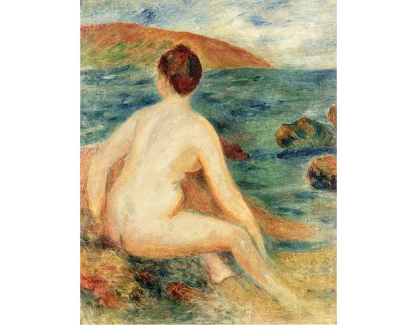 Nude Bather Seated By The Sea
 by Pierre Auguste Renoir