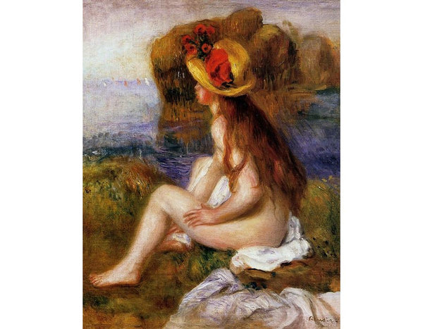 Nude In A Straw Hat by Pierre Auguste Renoir