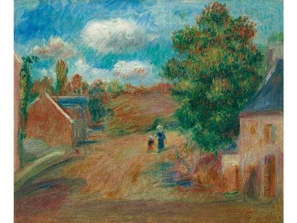Entree de village avec femme et enfant by Pierre Auguste Renoir