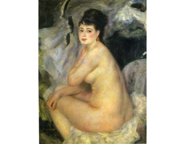 Nude Seated On A Sofa by Pierre Auguste Renoir