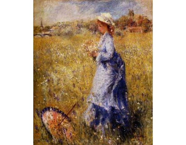 Girl Gathering Flowers by Pierre Auguste Renoir
