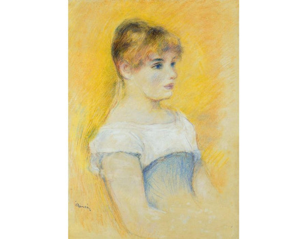 Young Girl In A Blue Corset Painting by Pierre Auguste Renoir