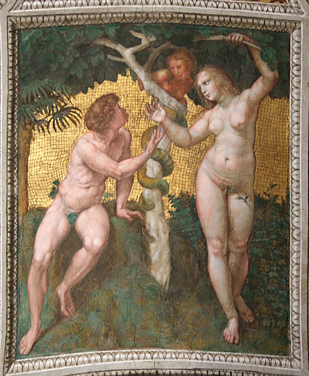 The Stanza della Segnatura Ceiling: Adam and Eve [detail: 1] 