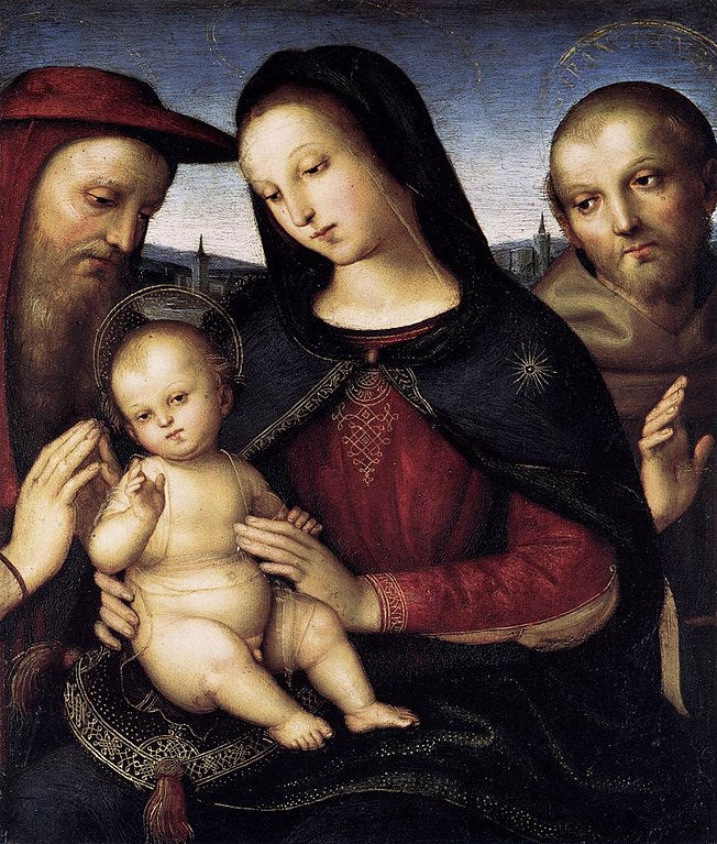 Madonna With The Christ Child Blessing And St Jerome And St Francis (Von Der Ropp Madonna) 1502 