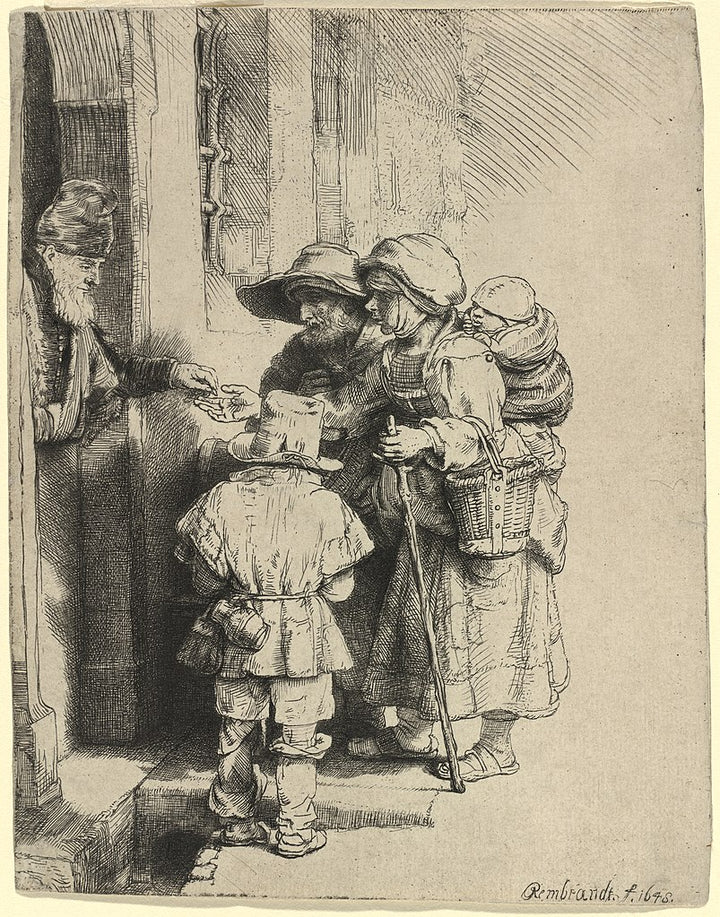 Beggars Receiving Alms at the Door of a House 1648 