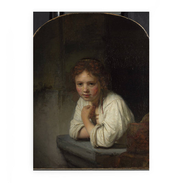 A Young Girl Leaning on a Window-Sill Painting