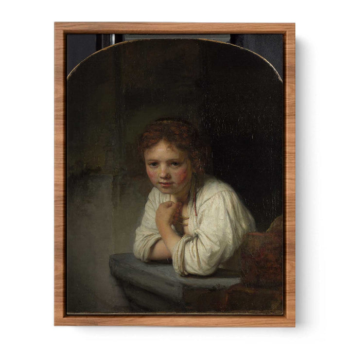 A Young Girl Leaning on a Window-Sill Painting