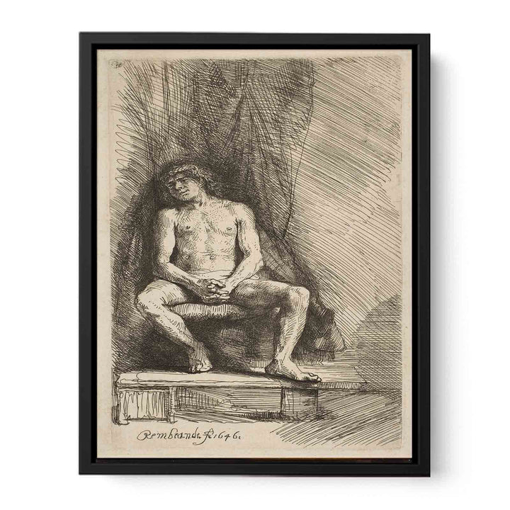 Study from the Nude Man Seated before a Curtain Painting