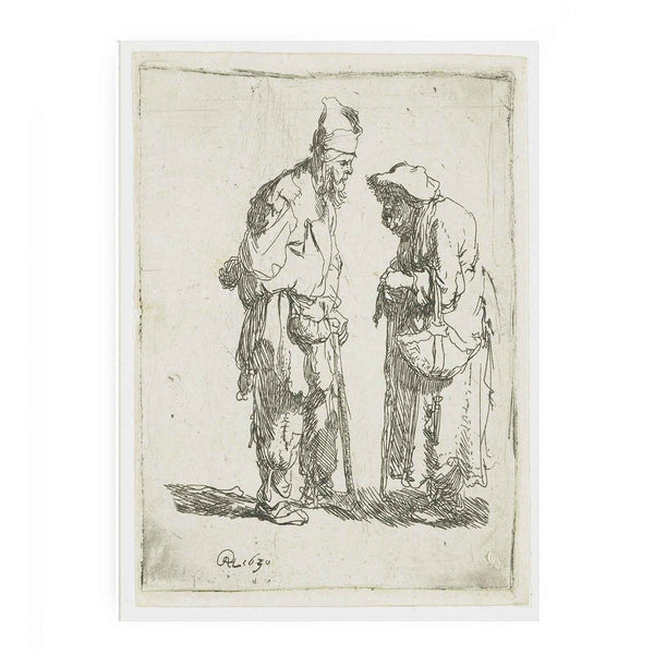 A beggar Man and beggar Woman conversing Painting