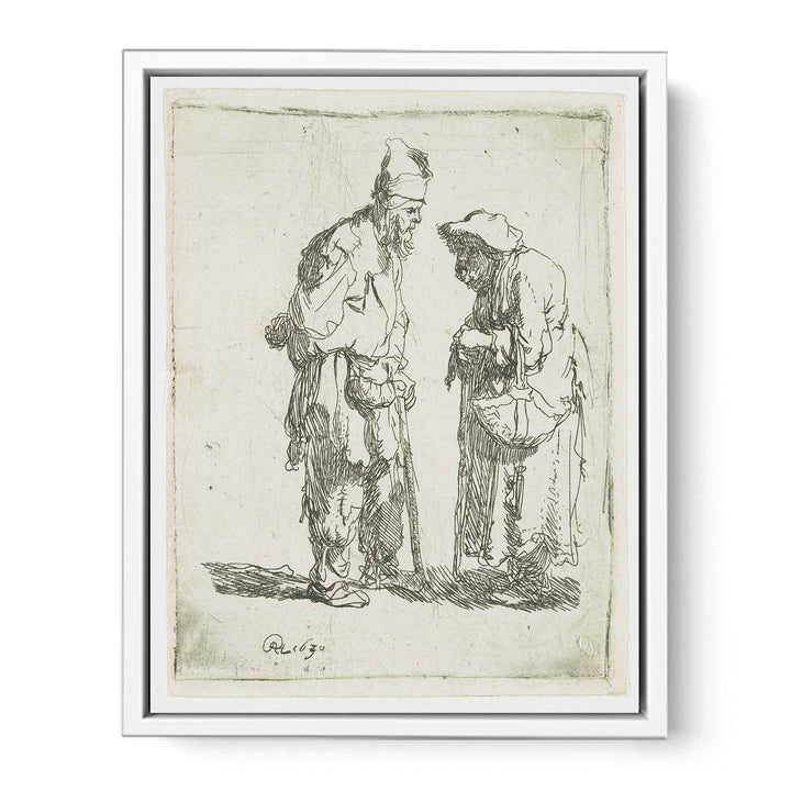 A beggar Man and beggar Woman conversing Painting