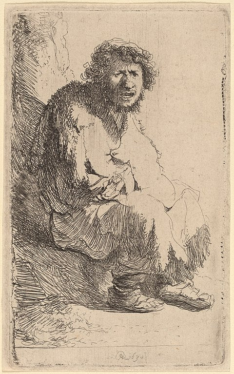 A Beggar seated on a Bank 