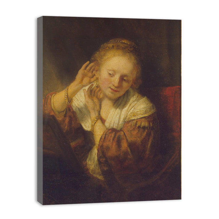 A Young Woman Trying on Earings Painting