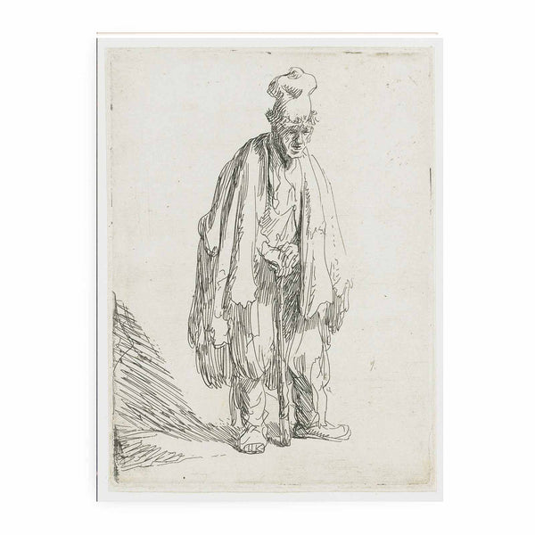 A Beggar in a high Cap, standing and leaning on a Stick Painting