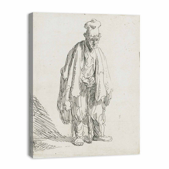 A Beggar in a high Cap, standing and leaning on a Stick Painting