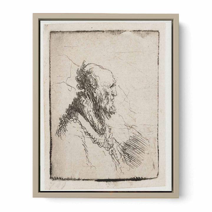 A bald old Man with a short Beard, in Profile Right Painting