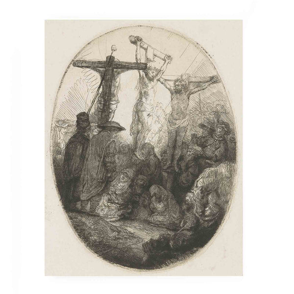 Christ crucified between the two Thieves An oval Plate
 Painting