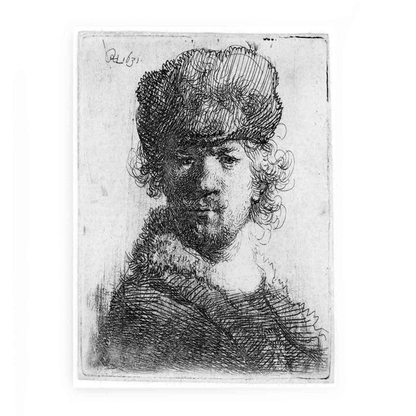 Self-Portrait in a heavy Fur Cap Bust Painting