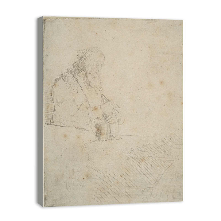 Old Man In Meditation, Leaning On A Book
 Painting