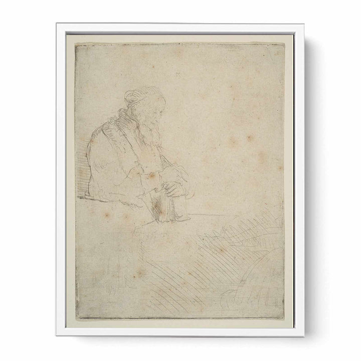 Old Man In Meditation, Leaning On A Book
 Painting