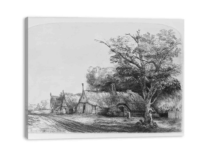 Three Gabled Cottages Beside A Road
 Painting