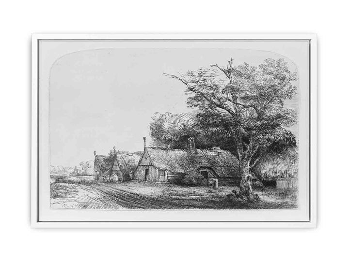 Three Gabled Cottages Beside A Road
 Painting