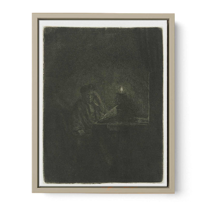 A Student at a Table by Candlelight
 Painting