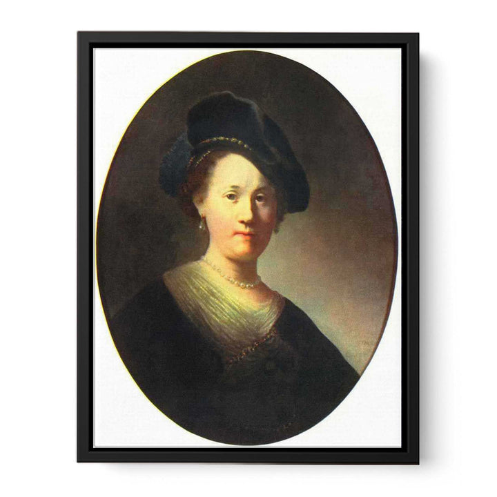 Portraits of a young woman with a pearl-studded beret, Oval Painting