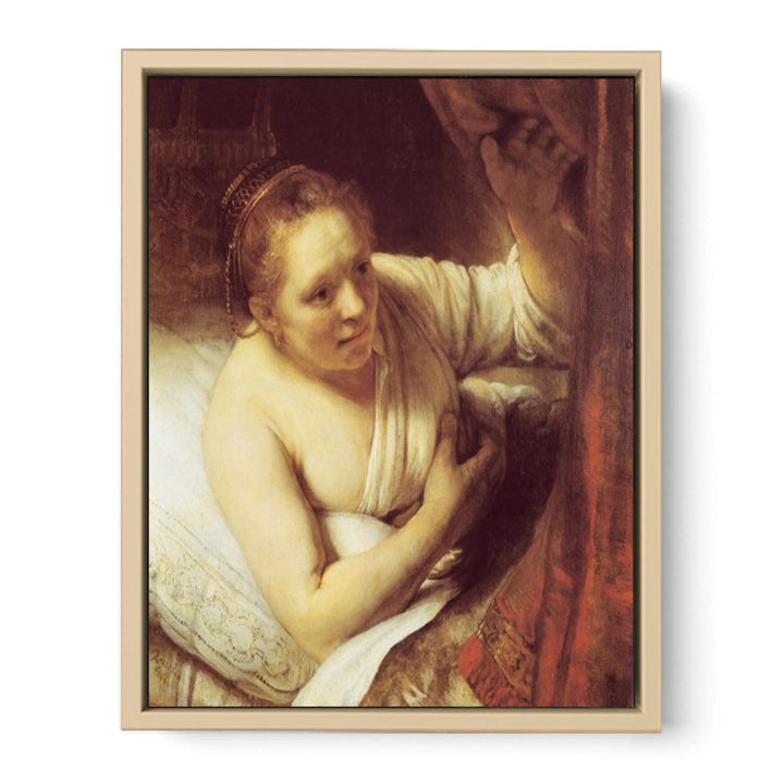 Young woman in bed (possibly Geertje) Painting