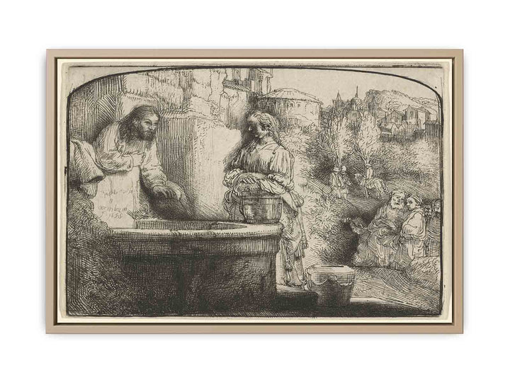 Christ and the Woman of Samaria An arched Print Painting
