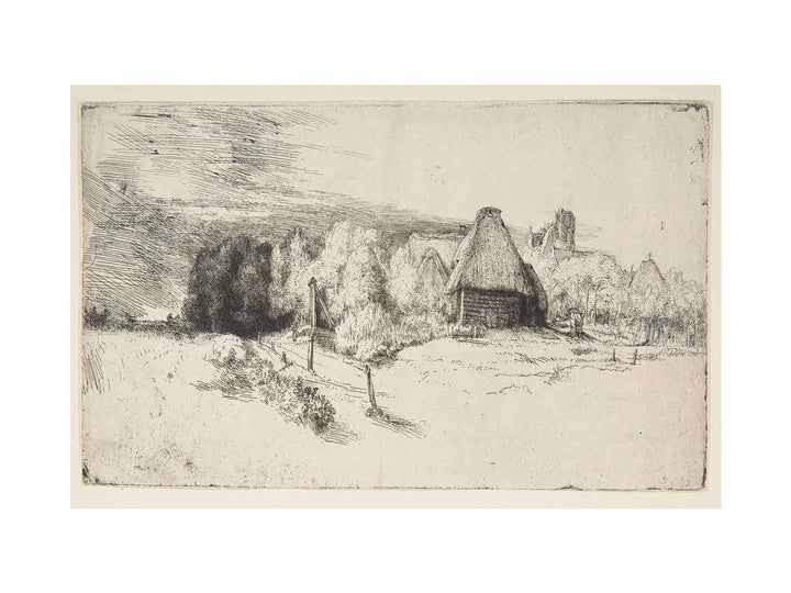 Landscape with Trees, Farm buildings and a Tower Painting
