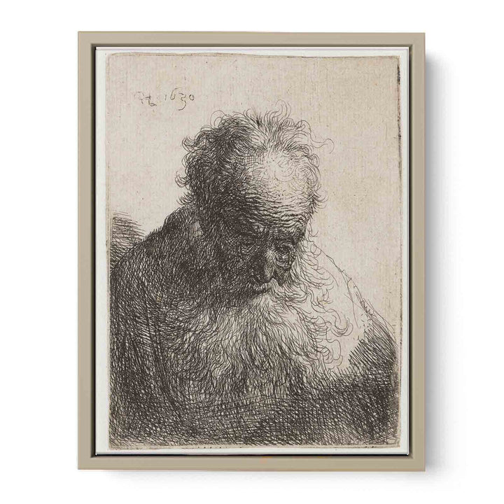 Bust of an old Man with a flowing Beard The Head bowed forward Painting