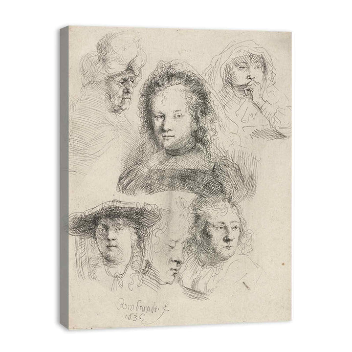 Studies Of The Head Of Saskia And Others Painting