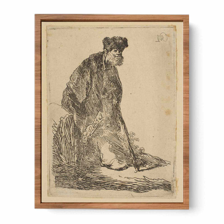 Man In A Cloak And Fur Cap Leaning Against A Bank Painting