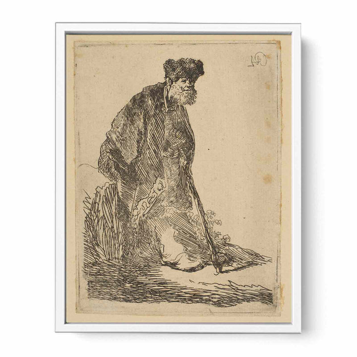 Man In A Cloak And Fur Cap Leaning Against A Bank Painting